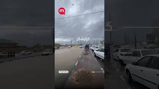 آب‌گرفتگی معابر در زنجان به علت بارندگی