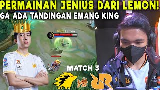 Download Mp3 PERMAINAN JENIUS DARI KING LEMON MIDLANER2 INDONESIA HRS BELAJAR ONIC VS RRQ MATCH 3 MPL s10