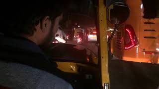 Dangerous Night Driving in Auto Rickshaw, Indian Traffic Chaos