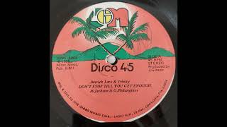 Derrick Lara & Trinity - Don't Stop Till You Get Enough - Joe Gibbs Music 12inch 1980