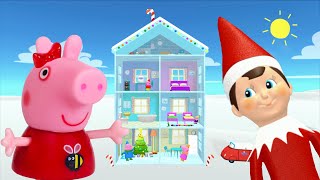 Peppa Pig Game | Elf On The Shelf Hiding in Snow Toys