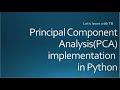 Principal Component Analysis (PCA) implementation in Python | Machine Learning | Big Data Analytics