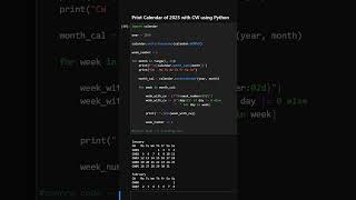 Print Calendar of 2025 with CW using Python