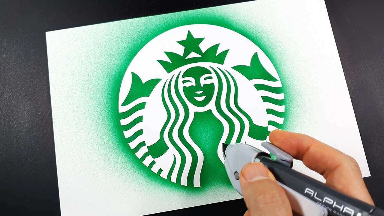 How To Draw Starbucks Logo With A Stencil Logo Art Stencil Art | My XXX ...