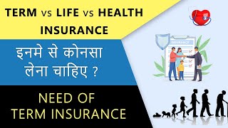 Difference Between Term Insurance, Life Insurance and Health insurance | Hindi