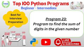 Python Program 023 | Sum of Digits in Python | Python Number Program