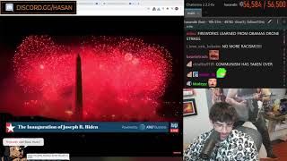 HasanAbi reacts to Katy Perry performing Firework Joe Biden's Inauguration