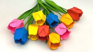 Paper Flowers | Paper Crafts For School | ORIGAMI TULIP FLOWERS | Paper Craft | Paper Craft New