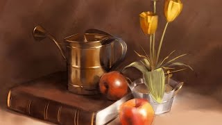 Digital speed painting of an still life with a Wacom Intuos 4 graphic tablet