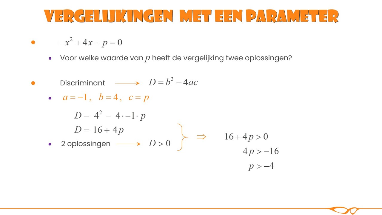 Vwo Wiskunde B - Vergelijkingen Met Een Parameter - YouTube