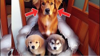 Dog Freezes with Her Puppies, the Man's Decision to Open the Door Will Surprise You!