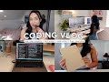 CODING VLOG • how i plan projects, tech event, work + meal prep ♡