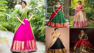 New Half Sarees Now In Trend ll Stunning Lehanga Voni Designs