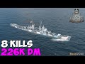 World of WarShips | Seattle | 8 KILLS | 226K Damage - Replay Gameplay 4K 60 fps