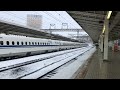 【東海道新幹線】雪の米原駅　通過風景