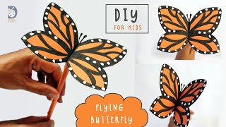 Easy Flying Butterfly using paper/How to make a moving Butterfly/DIY for kids