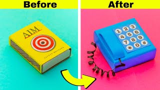 DIY Miniature telephone with matchbox || How to make mini telephone from matchbox
