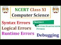 Syntax Errors, Logical Errors and Runtime Errors in Python - Debugging in Python