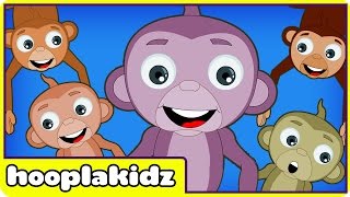 HooplaKidz | Five Little Monkeys Jumping On The Bed | Kids Song