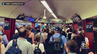 Broken Escalators Cause Packed Subway Platforms