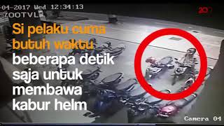 Miris! Terekam CCTV Aksi Nekat Maling Helm di Yogya