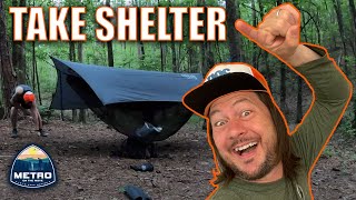 First Time Hammock Camping In The Rain - @eno_hammocks ENO Double Nest Hammock ProFly Tarp