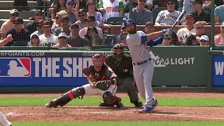 LAD@SF: Van Slyke hammers a double to drive in Seager