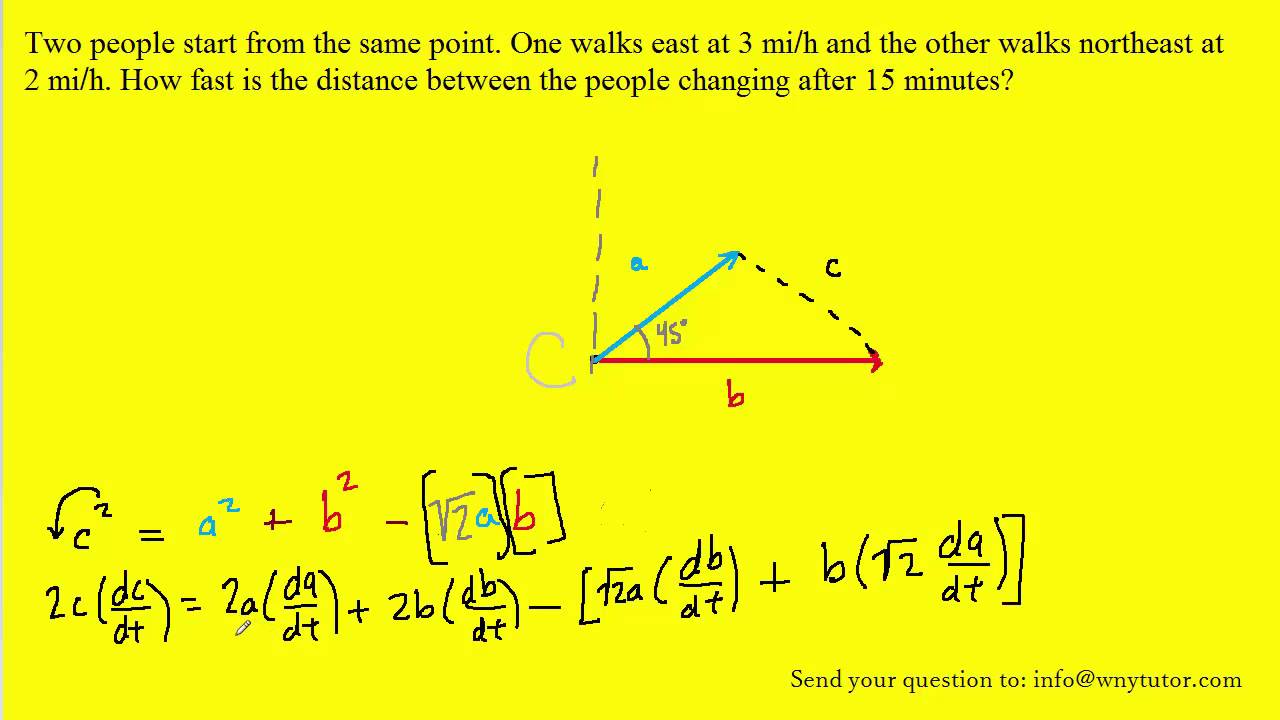 Two People Start From The Same Point. One Walks East At 3 Mi/h And The ...