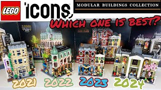 LEGO Icons Modulars: Police Station vs Boutique Hotel vs Jazz Club vs Natural History Museum