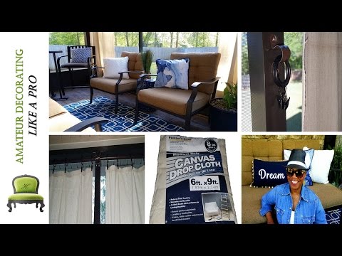 Use Painter's Drop Cloths As Anchored Outdoor Curtains Use Painter's Drop Cloths As Anchored Outdoor Curtains