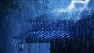 Sleep Instantly with Nature's Lullaby 💤 Heavy Rain on Tin Roof and Powerful Thunder at Night - ASMR