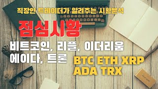 비트코인 이더리움 리플 에이다 트론 점심시황 BTC ETH XRP ADA TRX 비트코인 전망