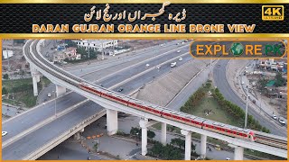 Stunning Drone View of Lahore Orange Line Metro Train at Quaid-e-Azam Interchange | Must-See