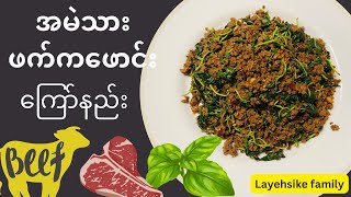 အမဲသားဖက်ကဖောင်း ကြော်နည်း ချက်နည်း |beef basil fried recipe