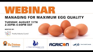 Webinar: Managing for Maximum Egg Quality | August 11, 2020