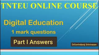 TNTEU Online Courses|Digital Education|1 word questions and answers|DrGovindaraj Srinivasan