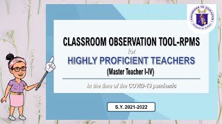 COT Tools for Highly Proficient Teachers (Master Teacher I-IV) S. Y. 2021-2022