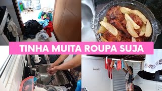 lavei muita roupa + almoço