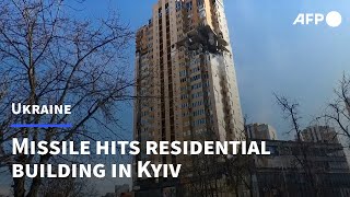 Residential high-rise building hit by missile in Kyiv | AFP