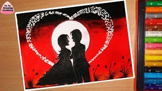 Valentine's Day Drawing for Beginners with Oil Pastels  Step by Step
