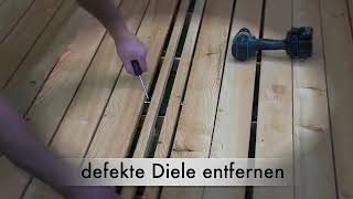 Näsch Terrassensystem Austausch defekter Dielen Reparatur der Terrasse