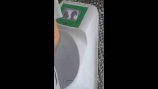 MrFriendly urinal with media player in use