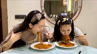 Our First Spicy Noodles challenge together😰DEAD