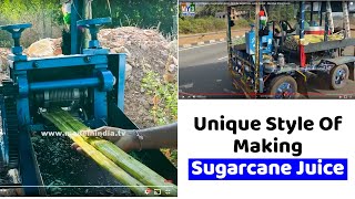 The Unique Style Of Making Sugarcane Juice - Mobile Sugarcane Juice Center - Mumbai Street Food