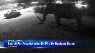 Arsonist sets fire to life-sized elephant statue in Northlake