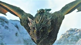 Game of Thrones 8x01 Jon Snow rides Dragon with Daenerys Scene