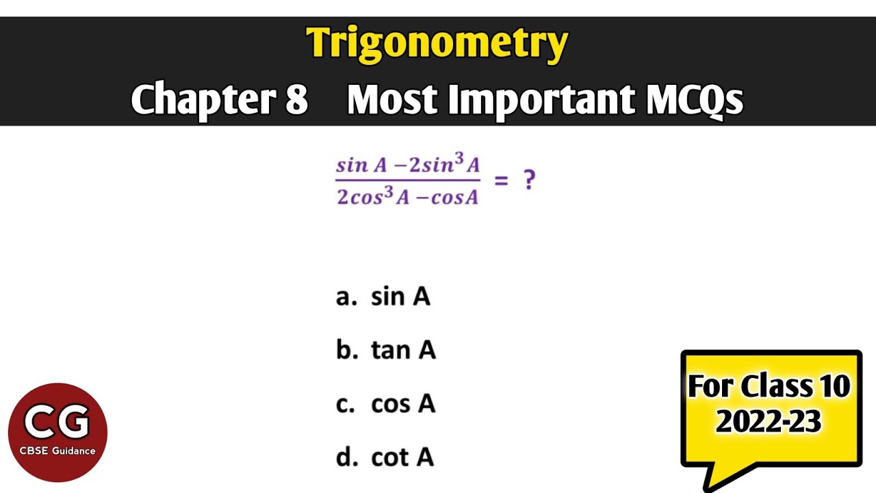 Trigonometry (Class 10) Most Important MCQs For Board Exam - YouTube