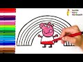 drawing and coloring peppa pig with a rainbow 🐷🌈 drawings for kids