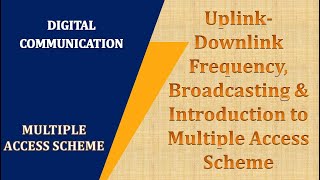 Uplink frequency|| Downlink Frequency|| Broadcasting|| Multiple access techniques|| Lecture 1