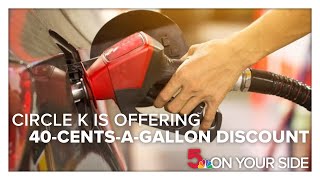 Circle K offering 40-cents-a-gallon discount on gas Thursday for 3 hours